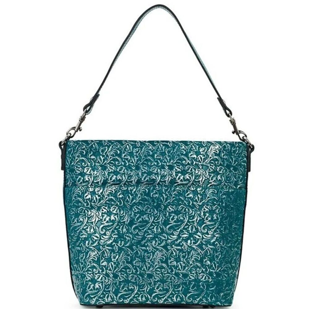 Patricia Nash Harper Tote C/b Teal Silver Metallic Floret Tooled Leather NWT - Picture 6 of 6
